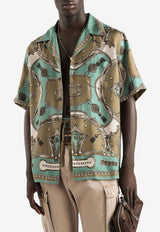 Dolce & Gabbana Cargo Print Hawaii Silk Bowling Shirt Multicolor G5JH9T HI12C HV5XH