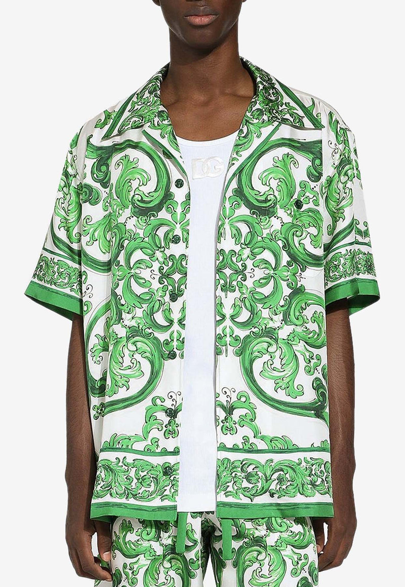 Dolce & Gabbana Majolica Print Hawaiian Shirt G5JH9T HI1S6 H85DQ Green