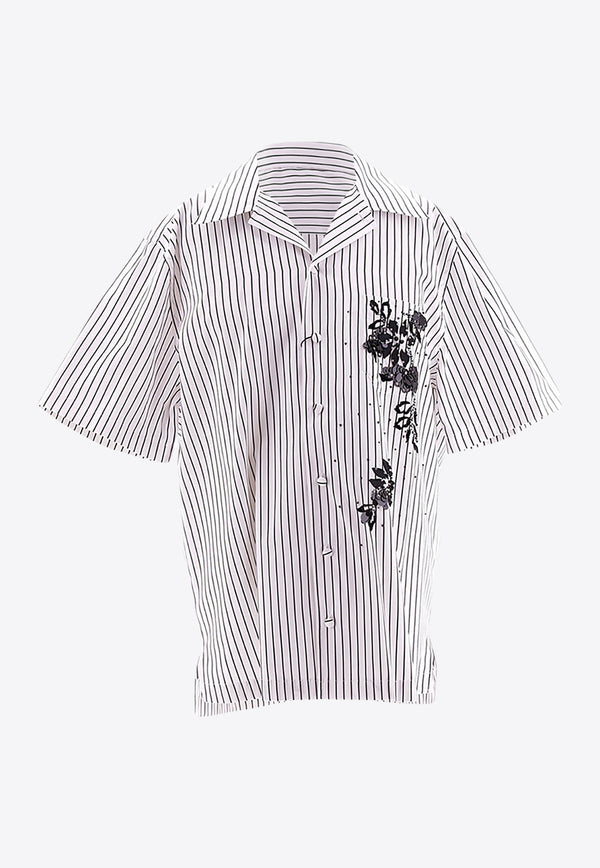 Dolce & Gabbana Floral Print Striped Shirt White G5JH9Z_GH894_S9000