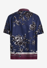 Dolce & Gabbana Peony Print Hawaii Silk Bowling Shirt Multicolor G5KS3T HI10P HB5SU