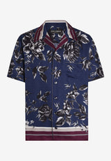 Dolce & Gabbana Peony Print Hawaii Silk Bowling Shirt Multicolor G5KS3T HI10P HB5SU