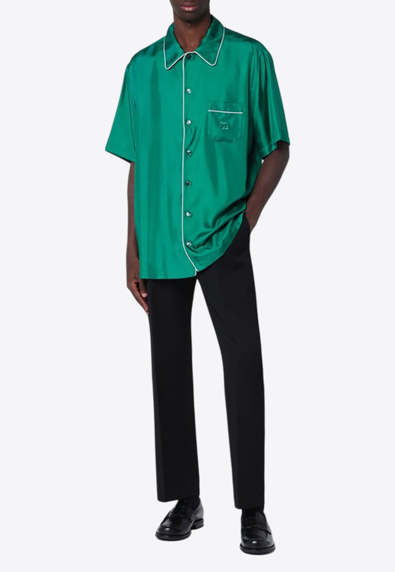 Dolce & Gabbana Embroidered DG Silk Shirt Green G5KS3ZFU1S4/P_DOLCE-V0340