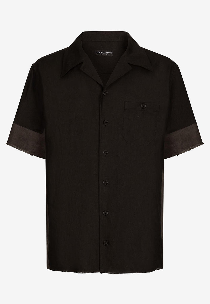 Dolce & Gabbana Linen Short-Sleeved Shirt Black G5KS5T FU4IX N0000