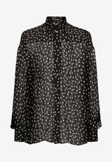 Dolce & Gabbana Super-Oversize Polka Dot Chiffon Shirt Black G5LU6T HS1KD HNBDW