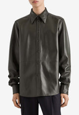 Dolce & Gabbana Long-Sleeved Leather Jacket Dark Green G5NP9L HULFY V0687