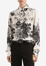 Dolce & Gabbana Flower Bouquet Print Jacquard Shirt Multicolor G5NP9T IS1Z0 HK5SP