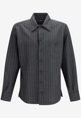 Dolce & Gabbana Striped Wool Shirt Gray G5NU8Z FR23B S8051