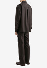 Dolce & Gabbana Long-Sleeved Wool Canvas Shirt Dark Brown G5OJ2T HU2BO S8230