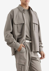 Dolce & Gabbana Long-Sleeved Wool Canvas Shirt Gray G5OJ2T HU2BP S8230