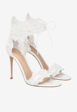 Gianvito Rossi Evie 105 Leather and Lace Sandals White G61218.15RIC.NAPBIAN NAPPA WHITE