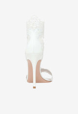 Gianvito Rossi Evie 105 Leather and Lace Sandals White G61218.15RIC.NAPBIAN NAPPA WHITE