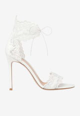 Gianvito Rossi Evie 105 Leather and Lace Sandals White G61218.15RIC.NAPBIAN NAPPA WHITE