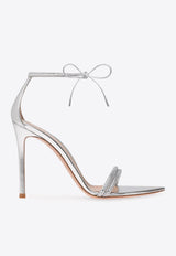 Gianvito Rossi Montecarlo 105 Crystal-Embellished Sandals G61408 15RIC BNSARAR NAPPA SILK SILVER SILVER Silver