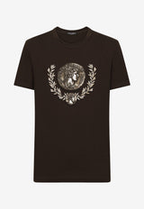 Dolce & Gabbana Coin and laurel Print Crewneck T-shirt Brown G8PE3T G7J6G M1213