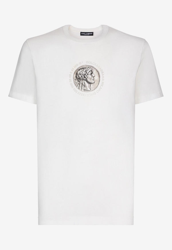Dolce & Gabbana Logo Coin Print T-shirt G8PE3T G7J6H W0111 White
