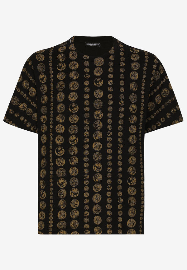 Dolce & Gabbana All-Over Coin Print T-shirt G8PN9T G7JGU HN4PG Black