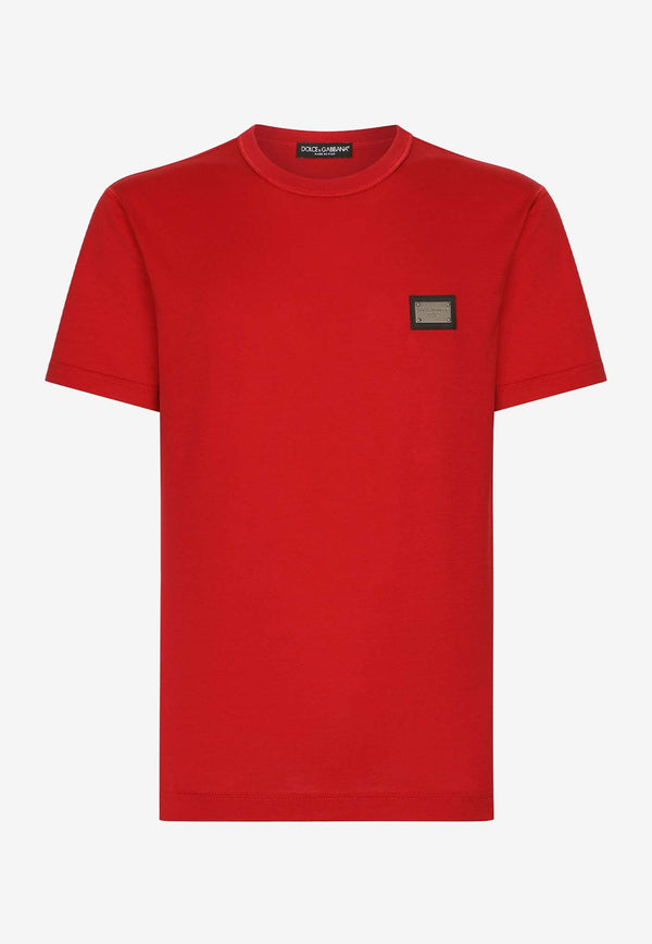 Dolce & Gabbana Logo Plaque Crewneck T-shirt Red G8PT1T G7F2I R2254