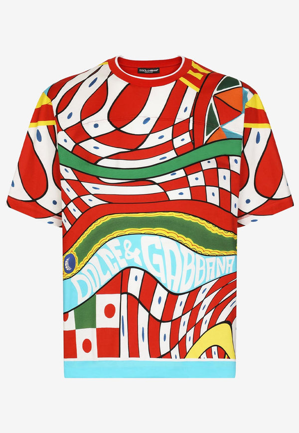 Dolce & Gabbana Carretto Print Short-Sleeved T-shirt G8QO1T HI779 HH4KS Multicolor