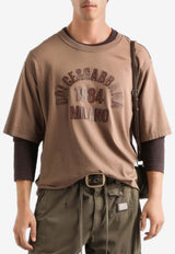 Dolce & Gabbana Leather Logo Patch T-shirt Brown G8RI4Z G7POL M0672