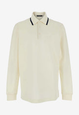 Dolce & Gabbana Long-Sleeved Piquet Polo T-shirt White G8SW0Z HU7WZ W3789
