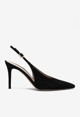 Gianvito Rossi Robbie 75 Slingback Suede Pumps Black G95461CAM/Q_GIANV-NERO