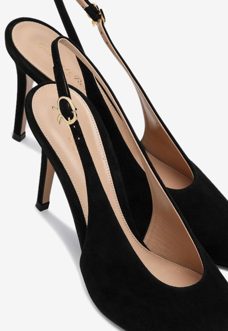 Gianvito Rossi Robbie 75 Slingback Suede Pumps Black G95461CAM/Q_GIANV-NERO