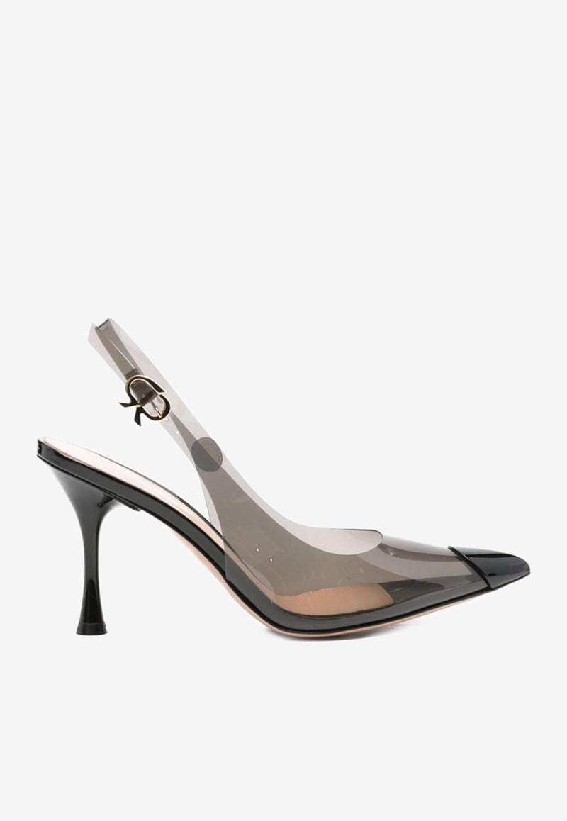 Gianvito Rossi Juliet 90 Slingback Pumps:Juliet 85 Slingback Pumps G95542 85LAC GSVFUNE VERNICE FUME BLACK