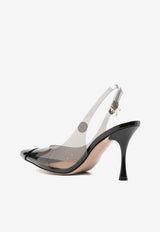 Gianvito Rossi Diana 85 Plexi Slingback Pumps Black G95542.85LAC.GSVFUNE BLACK