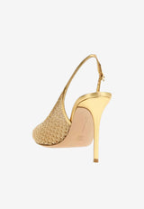 Gianvito Rossi Nikki 120 Metallic Mesh Slingback Pumps Gold G95628 95RIC INKMEKM GOLD
