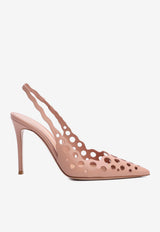 Gianvito Rossi Nikki 95 Laser-Cut Leather Slingback Pumps Peach G95648 95RIC NXFPEAH PEACH