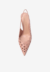 Gianvito Rossi Nikki 95 Laser-Cut Leather Slingback Pumps Peach G95648 95RIC NXFPEAH PEACH