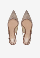 Gianvito Rossi Regina 55 Slingback G98080 55RIC COZPRND ORGANZA PRALINE NUDE