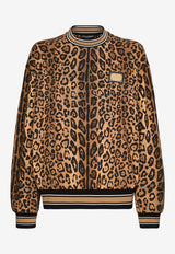 Dolce & Gabbana Logo Plaque Leopard Print Sweatshirt Brown G9AHST II7B4 HXNBM