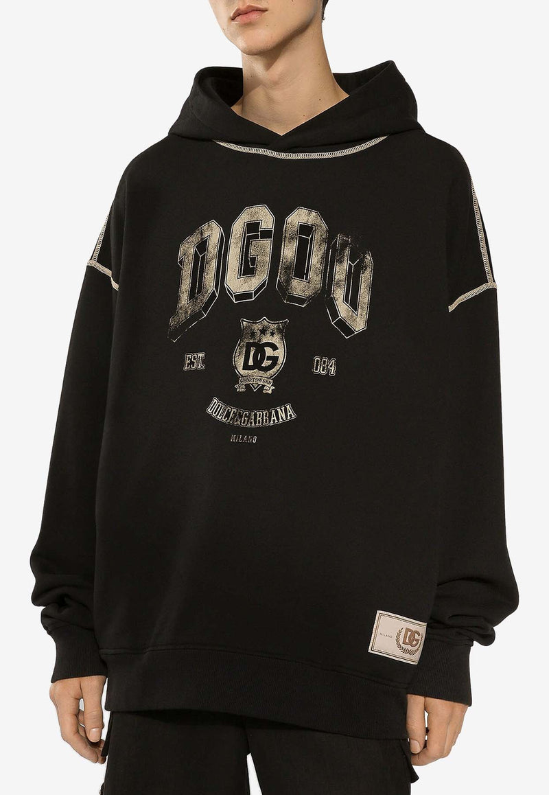 Dolce & Gabbana Logo Print Oversized Hoodie G9AJAT G7NQC N0000 Black