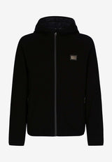 Dolce & Gabbana Logo Plaque Zip-Up Jacket Black G9AOET GG718 N0000