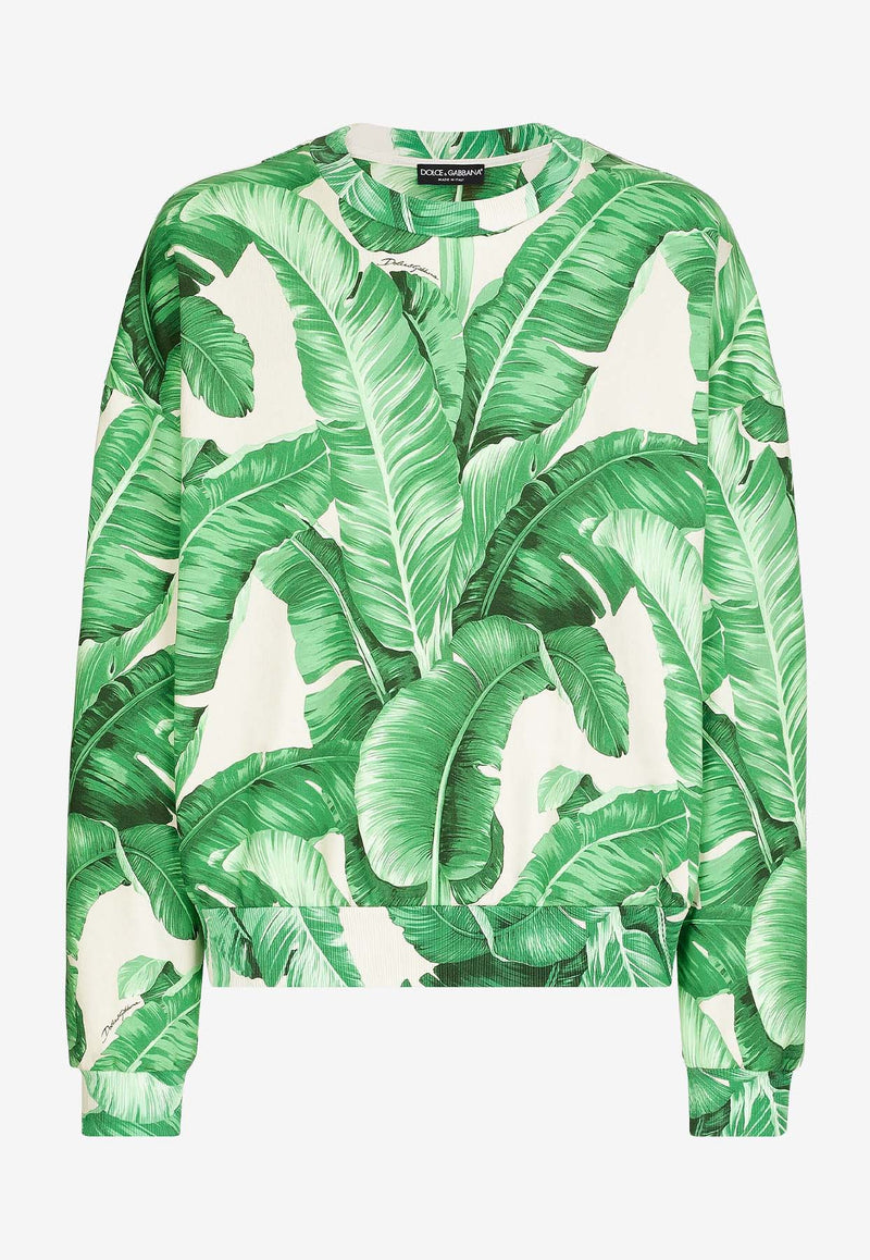 Dolce & Gabbana Banana Tree Print Crewneck Sweatshirt Green G9AQVT HI7X6 H2005