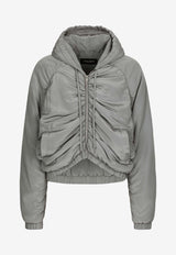 Dolce & Gabbana Gathered Silk Hooded Jacket Gray G9AVQT FU1UQ V0545