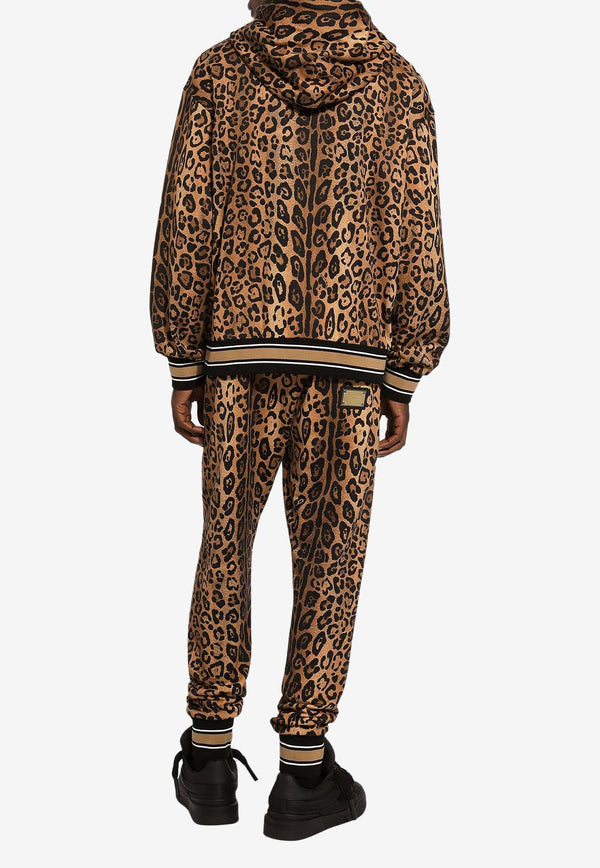 Dolce & Gabbana Leopard Print Hooded Sweatshirt Brown G9AYAT II7B4 HXNBM