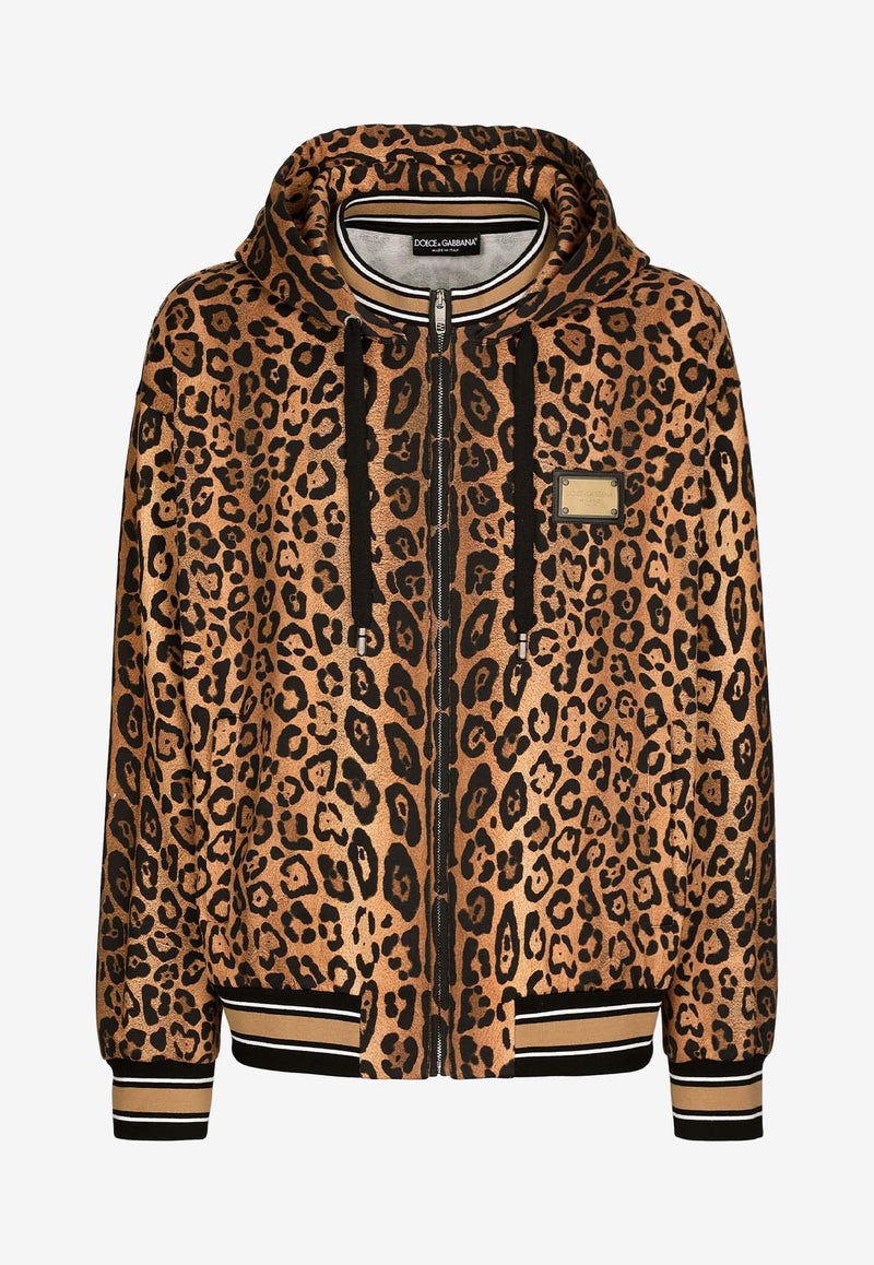 Dolce & Gabbana Leopard Print Hooded Sweatshirt Brown G9AYAT II7B4 HXNBM