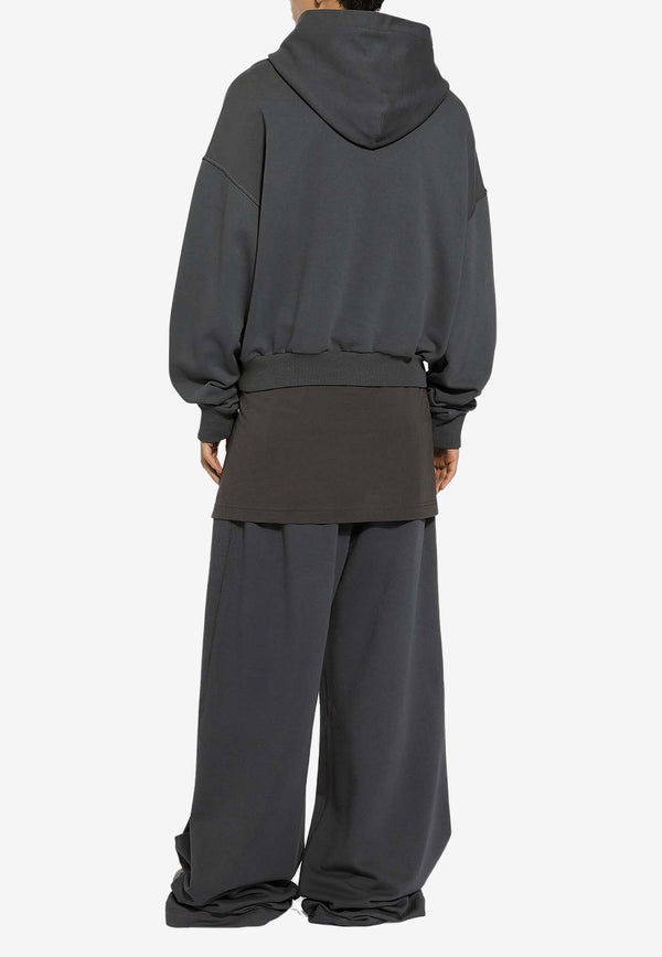 Dolce & Gabbana Logo Print Cropped Hooded Sweatshirt Gray G9AYQT G7M8E N9299