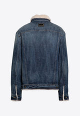 Dolce & Gabbana Shearling-Trimmed Denim Jacket Blue G9BEJDG8LM8/P_DOLCE-S9001