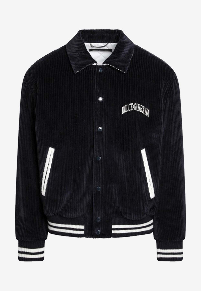 Dolce & Gabbana Corduroy Varsity Bomber Jacket Navy G9BPXZFUVLI/R_DOLCE-B0665