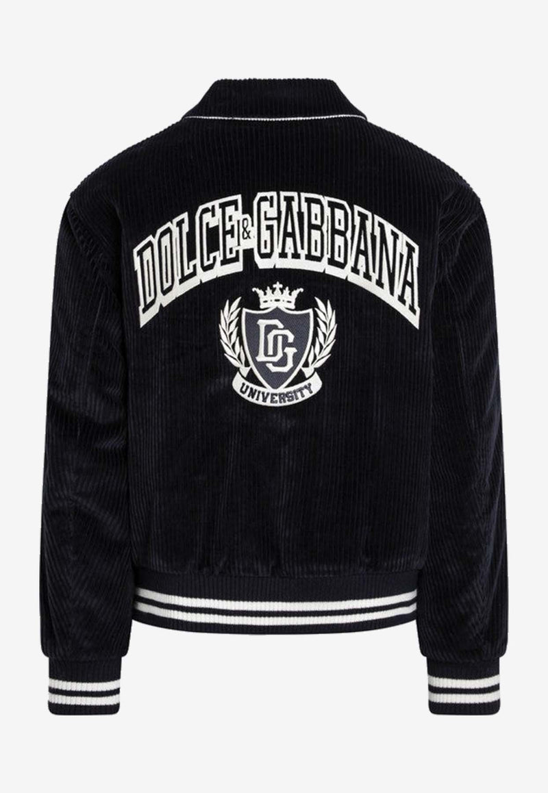 Dolce & Gabbana Corduroy Varsity Bomber Jacket Navy G9BPXZFUVLI/R_DOLCE-B0665