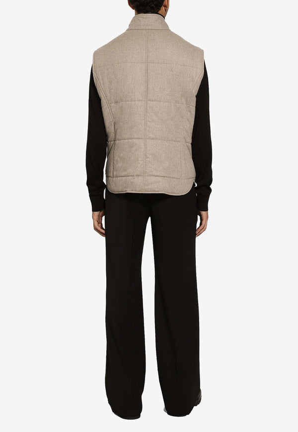 Dolce & Gabbana Sleeveless Padded Cashmere Vest Beige G9OQ9T GH485 M0724