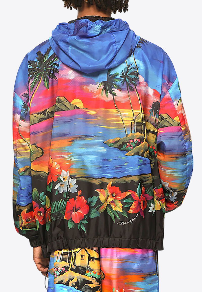 Dolce & Gabbana Hawaiian Print Windbreaker Jacket Multicolor G9ZD9T FPSHP HH4JL