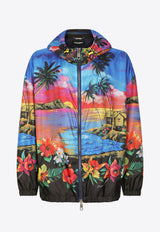 Dolce & Gabbana Hawaiian Print Windbreaker Jacket Multicolor G9ZD9T FPSHP HH4JL