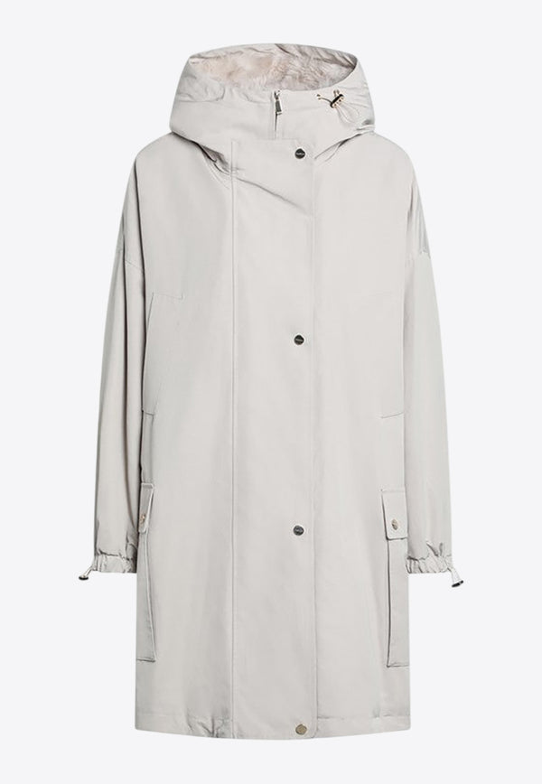 Max Mara Gail Hooded Zip-Up Parka with Drawstrings Beige GAILCO/R_MAXMS-001