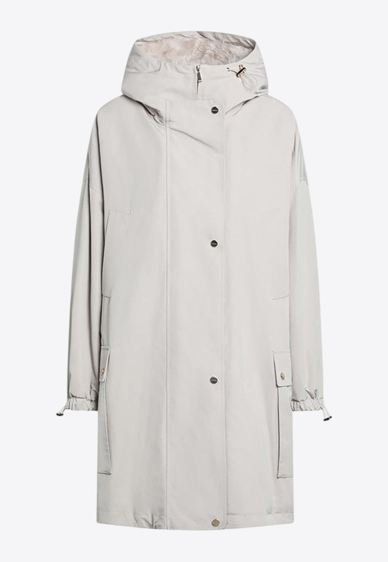 Max Mara Gail Hooded Zip-Up Parka with Drawstrings Beige GAILCO/R_MAXMS-001