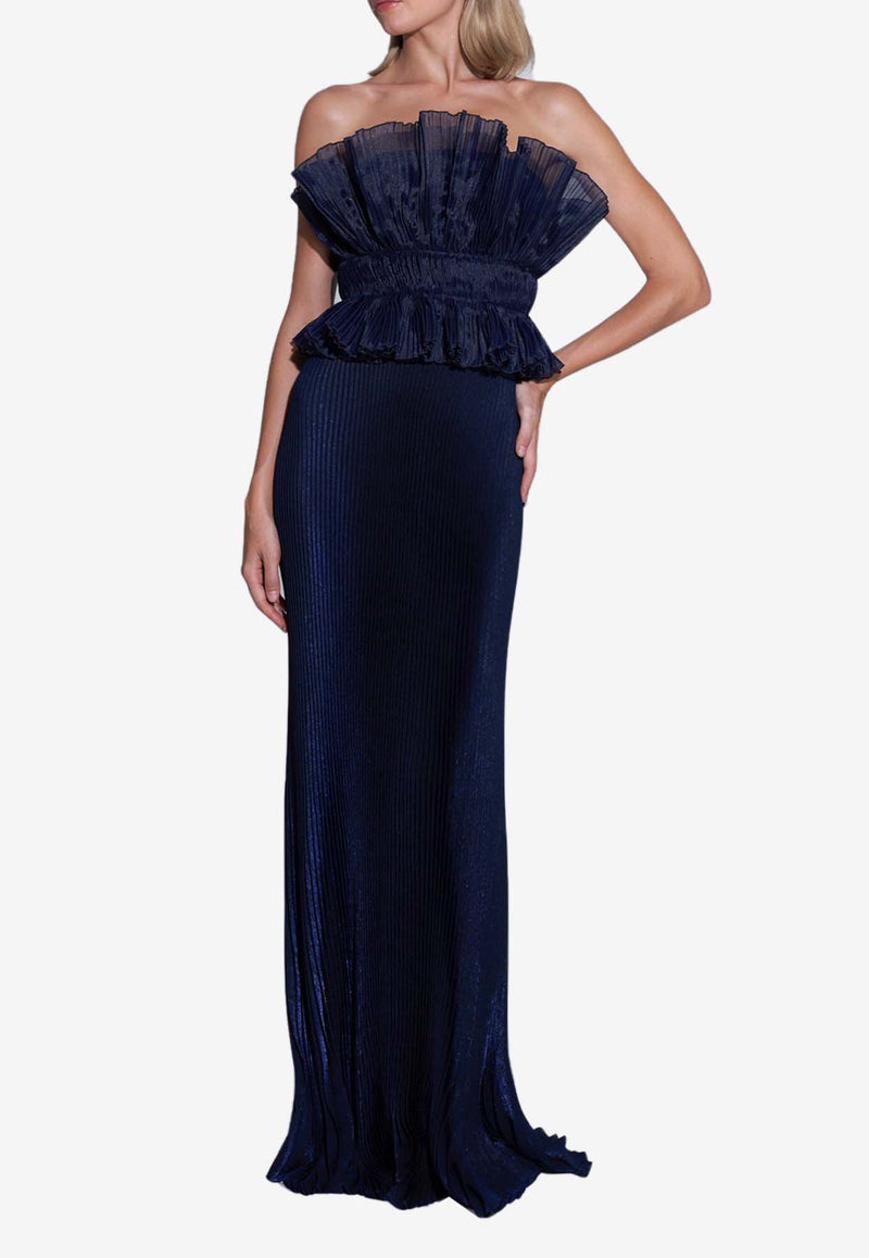 L'IDEE Gala Maxi Plisse Skirt  Navy GALSK023MSNAVY