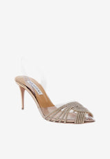 Aquazzura Gatsby 75 Crystal Embellished Slingback Pumps GASMIDL0-SYPROG ROSE GOLD